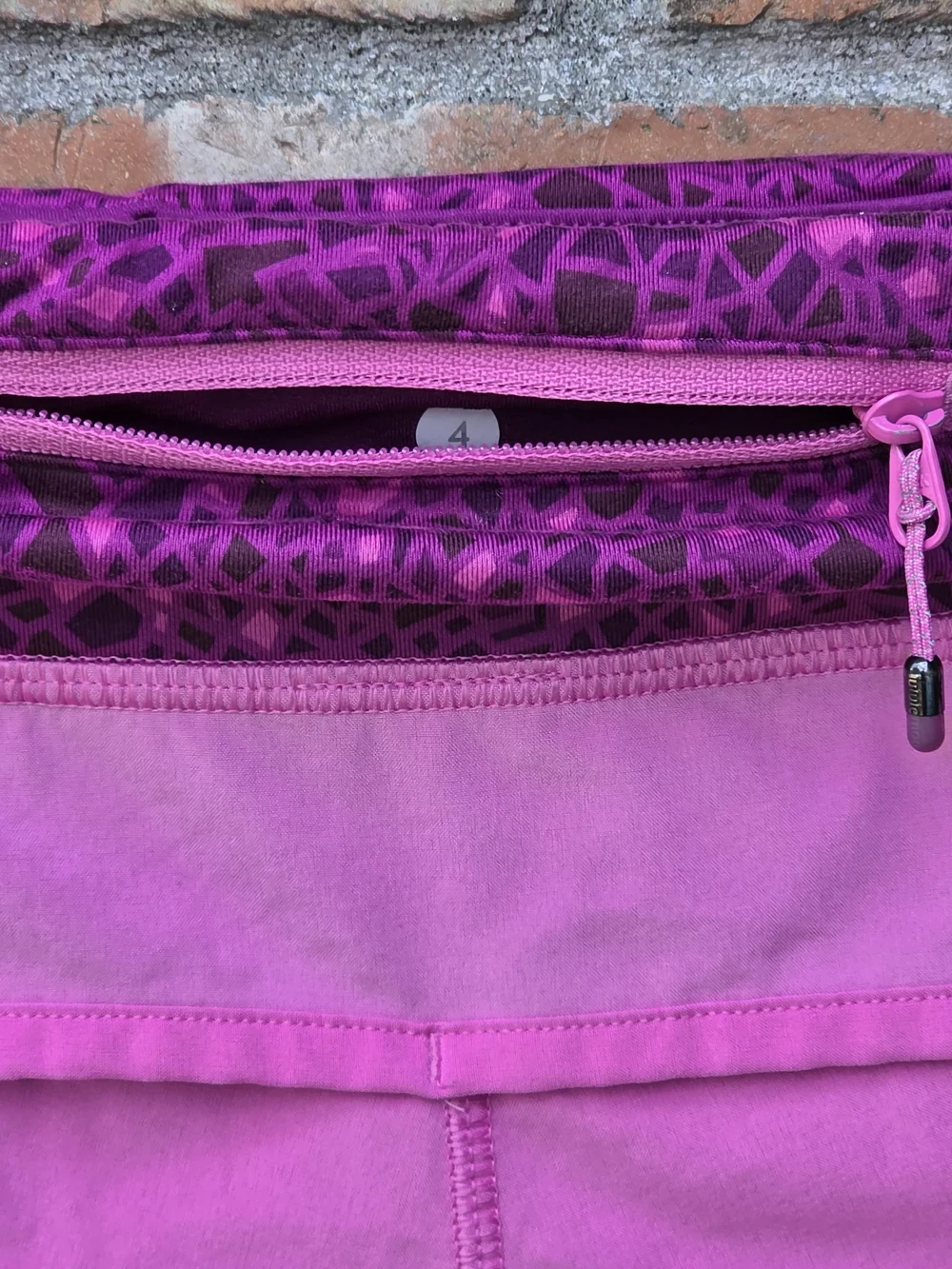 lululemon athletica Pink Layered Running Shorts with Patterned Waistband